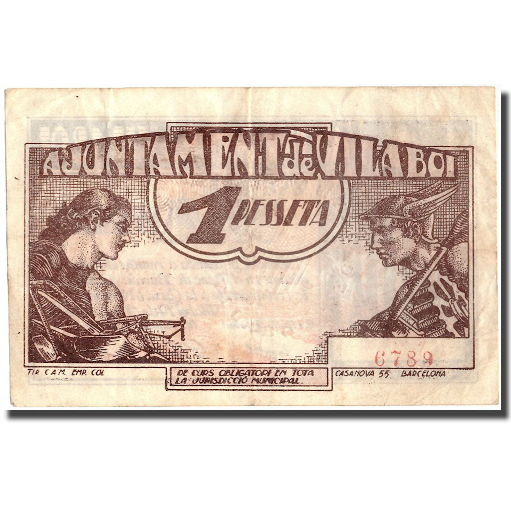 Banknote, Spain, 1 Peseta, Vilaboi, 1937, 1937, EF(40-45)