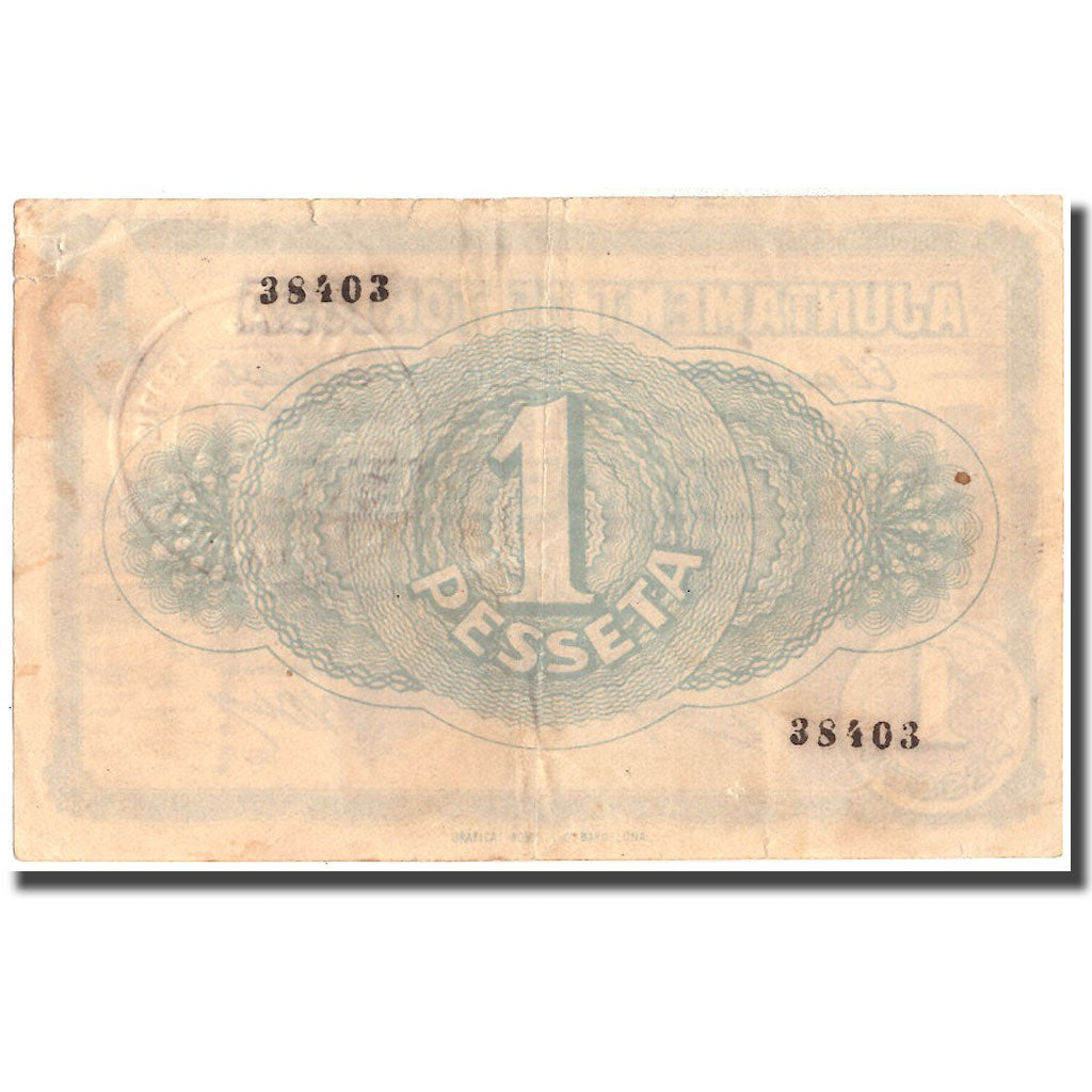 Banknote, Spain, 1 Peseta, Tortosa, 1937, 1937, VF(20-25)