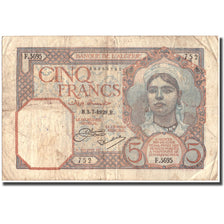 Banknote, Algeria, 5 Francs, 1929, 1929-07-03, KM:77a, VG(8-10)