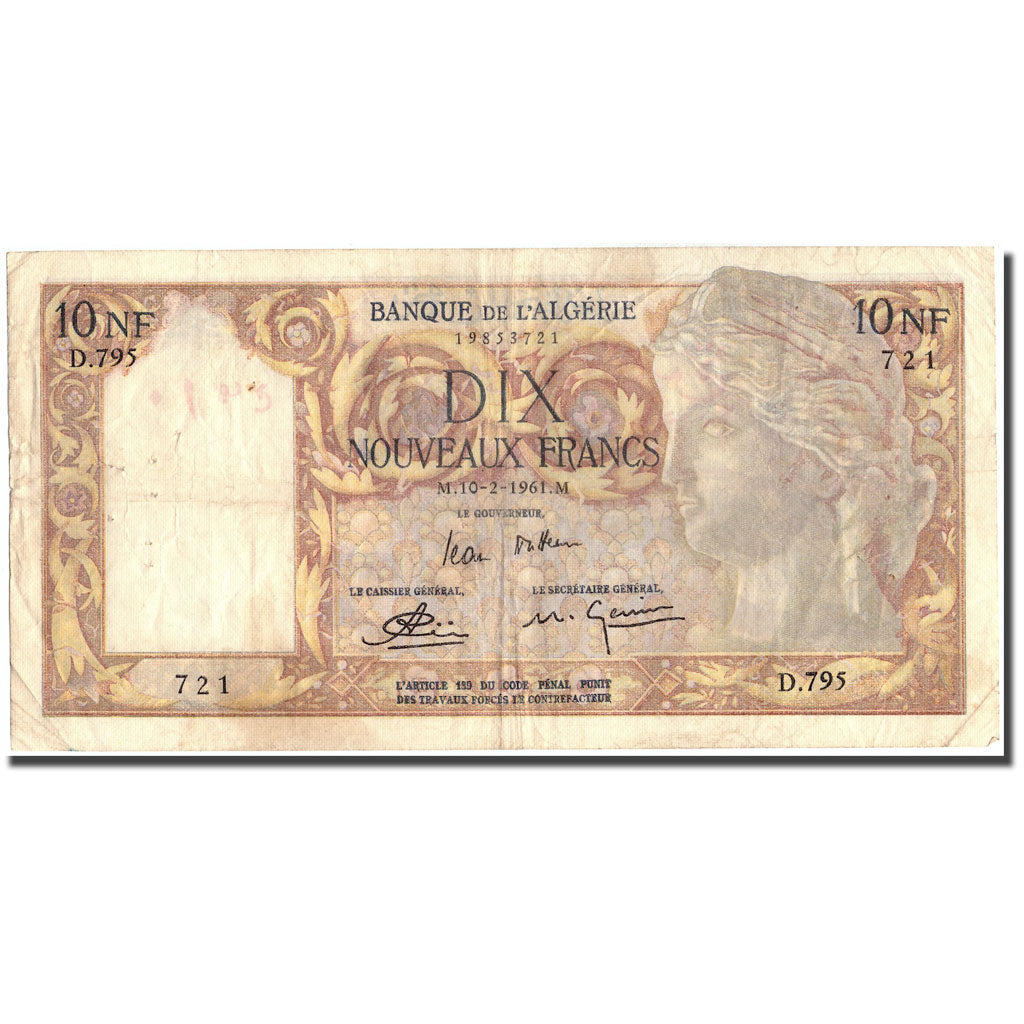 Geldschein, Algeria, 10 Nouveaux Francs, 1961, 1961-02-10, KM:119a, SS