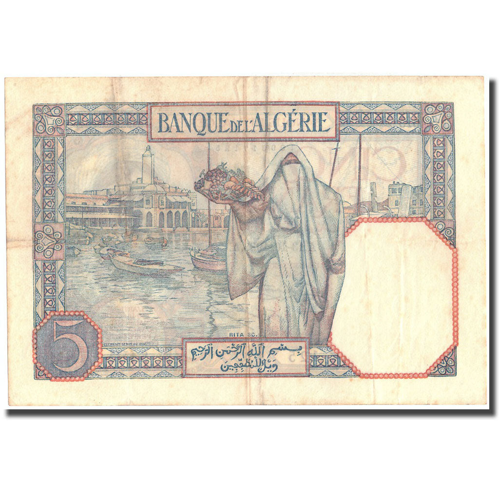 Banknote, Algeria, 5 Francs, 1933, 1933-10-13, KM:77a, AU(50-53)