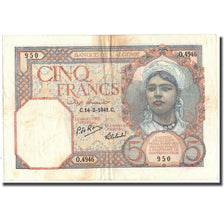 Banknote, Algeria, 5 Francs, 1941, 1941-02-14, KM:77b, VF(20-25)