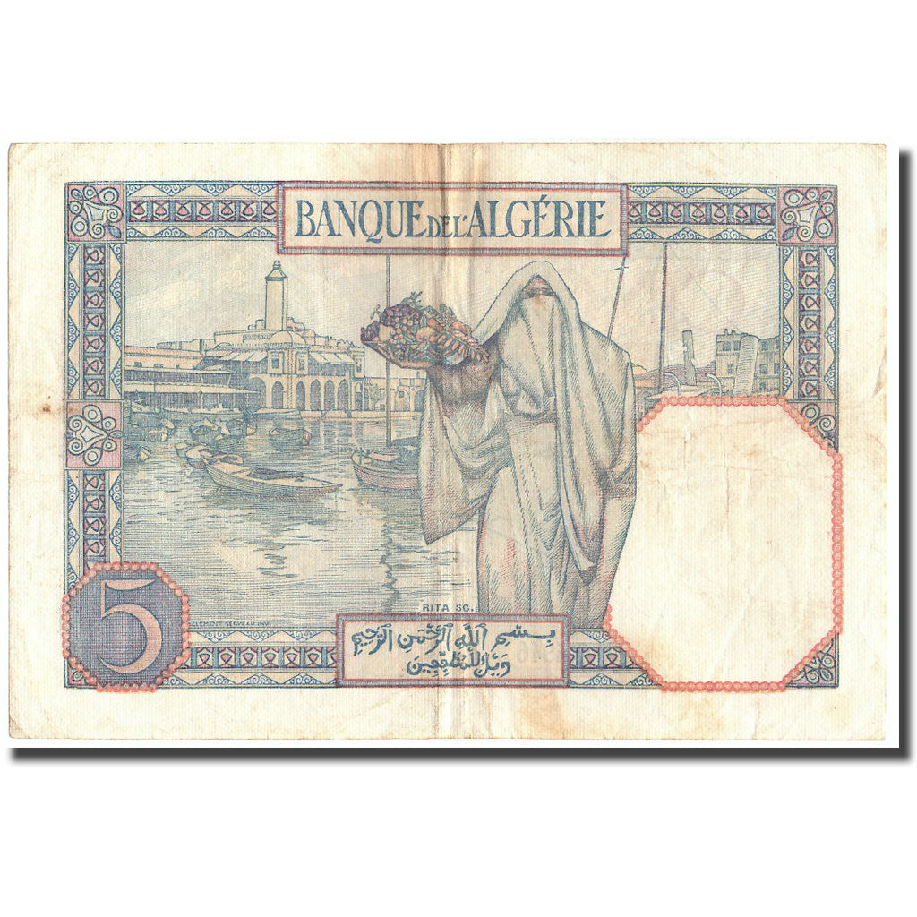 Banknote, Algeria, 5 Francs, 1941, 1941-02-14, KM:77b, VF(20-25)