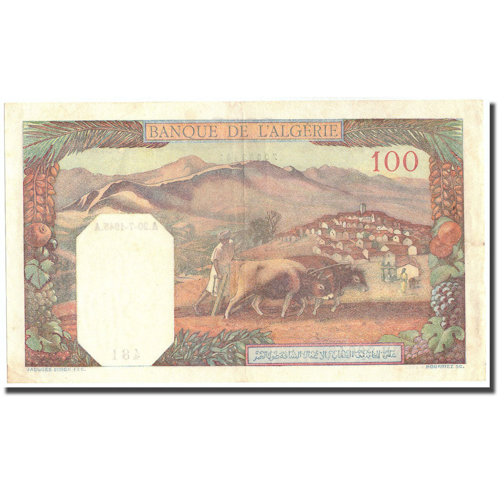 Banknote, Algeria, 100 Francs, 1945, 1945-07-20, KM:85, EF(40-45)