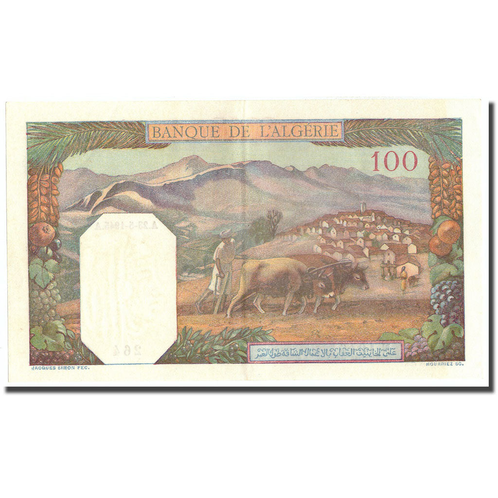 Geldschein, Algeria, 100 Francs, 1945, 1945-05-23, KM:85, VZ+
