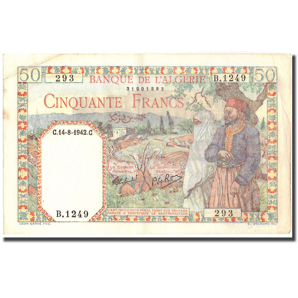 Banknote, Algeria, 50 Francs, 1942, 1942-08-14, KM:87, EF(40-45)