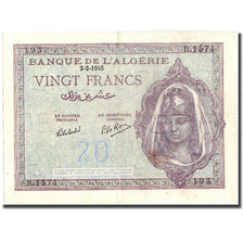 Banknote, Algeria, 20 Francs, 1945, 1945-02-02, KM:92b, EF(40-45)