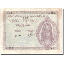Banknote, Algeria, 20 Francs, 1945, 1945-05-07, KM:92b, EF(40-45)