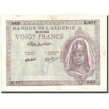 Banknote, Algeria, 20 Francs, 1944, 1944-11-29, KM:92b, EF(40-45)