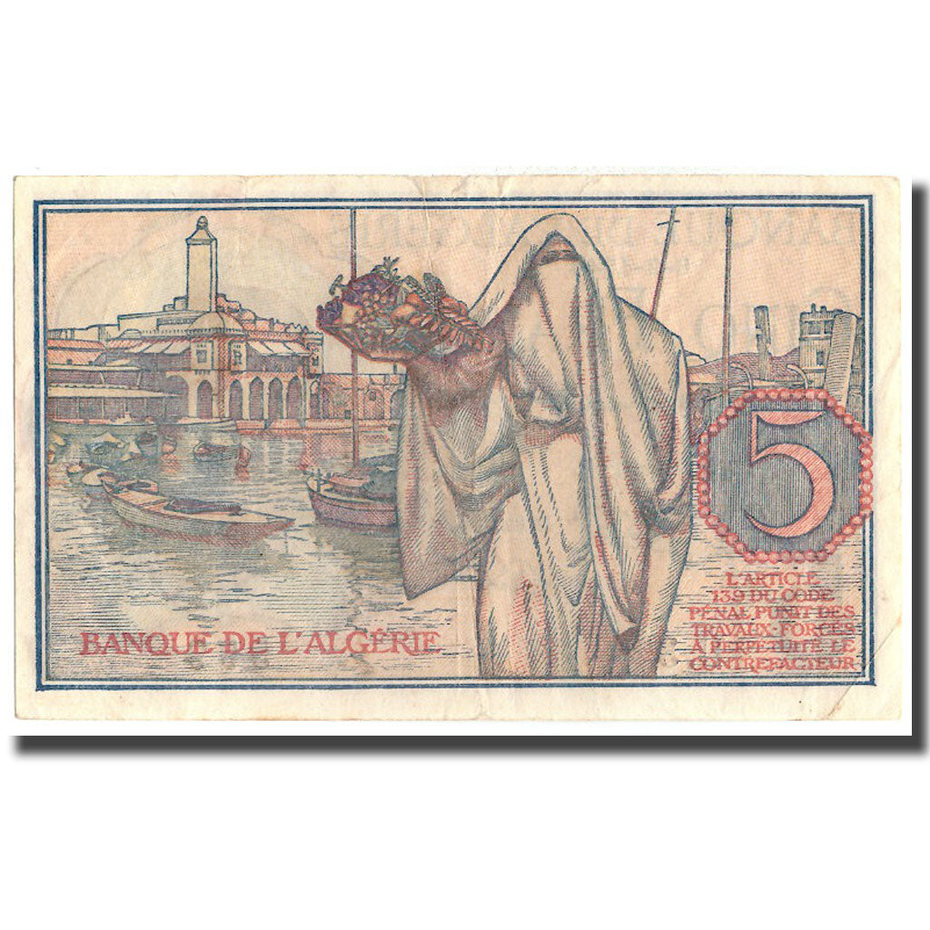 Banknote, Algeria, 5 Francs, 1944, 1944-02-08, KM:94a, EF(40-45)