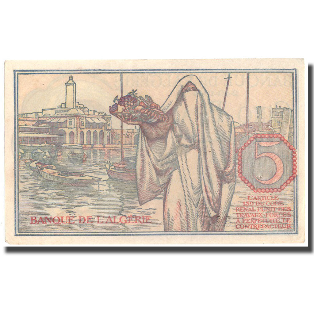 Banknote, Algeria, 5 Francs, 1944, 1944-10-02, KM:94a, AU(55-58)