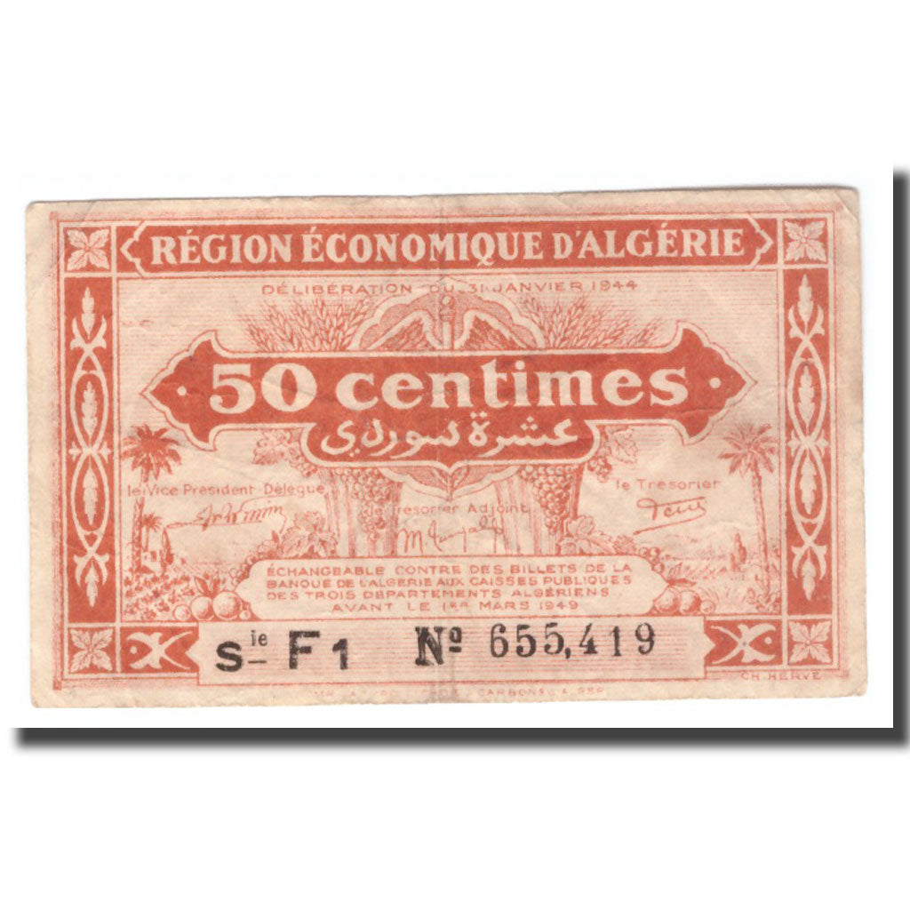 Banknote, Algeria, 50 Centimes, 1944, 1944-01-31, KM:97a, EF(40-45)
