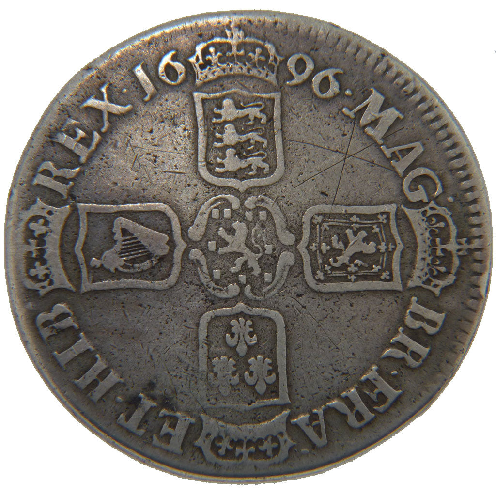 Great Britain, Crown, 1696, KM #486, VF(20-25), Silver, 29.40