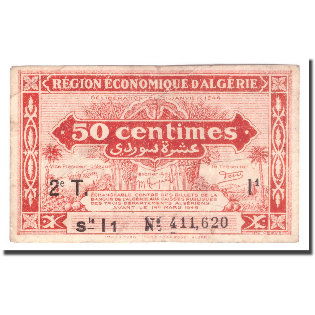 Banknote, Algeria, 50 Centimes, 1944, 1944-01-31, KM:100, VF(30-35)