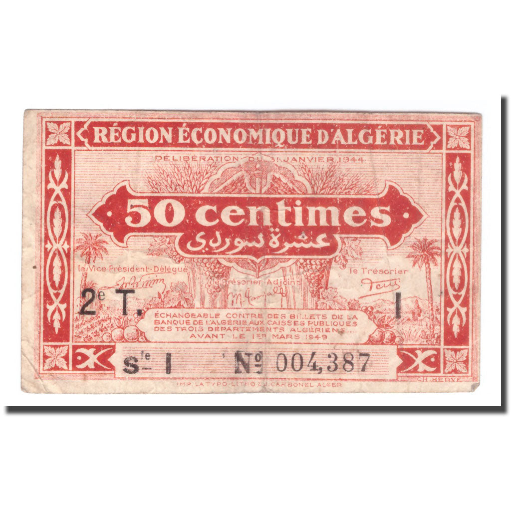 Banknote, Algeria, 50 Centimes, 1944, 1944-01-31, KM:100, VF(20-25)