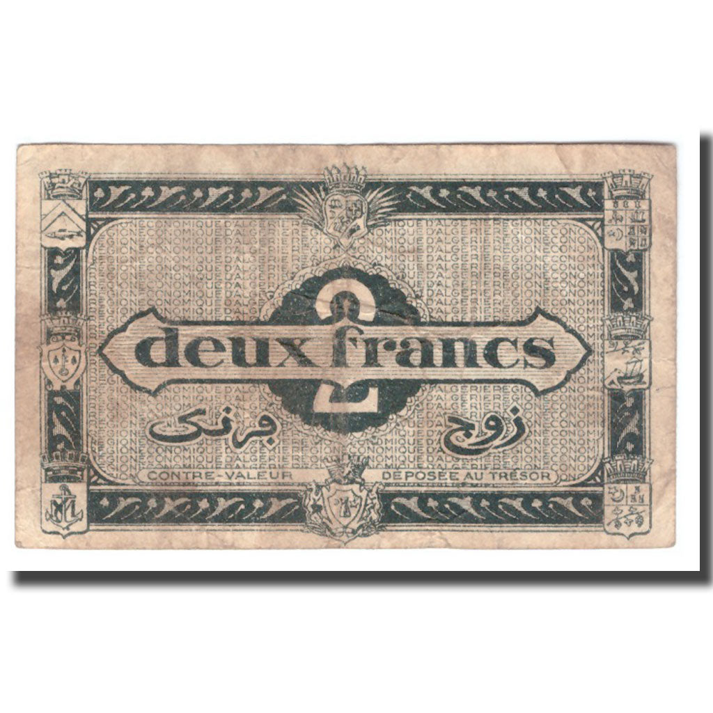 Billet, Algeria, 2 Francs, 1944, 1944-01-31, KM:102, B+