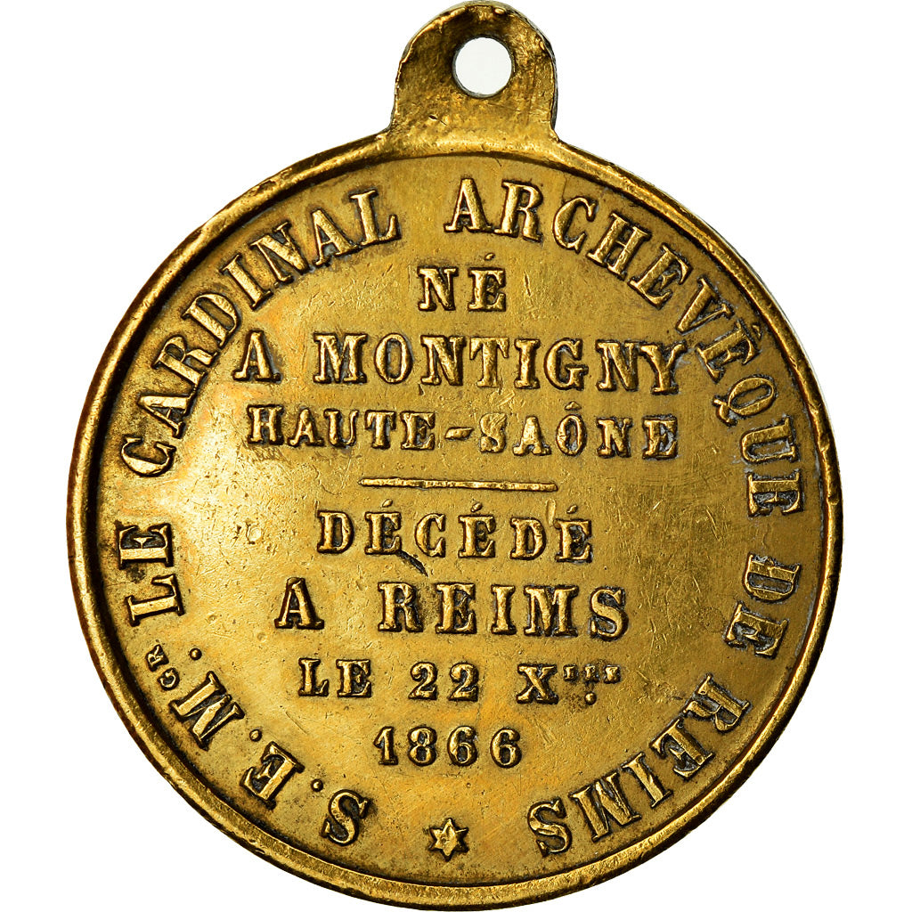 France, Jeton, Mort du Cardinal Gousset, Religions & beliefs, 1866, Wery, SUP