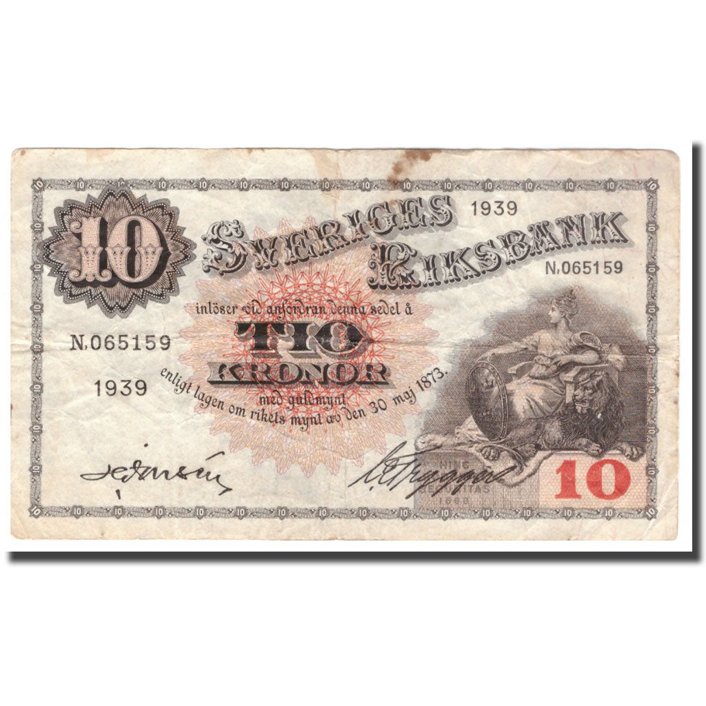 Banknote, Sweden, 10 Kronor, 1939, 1939, KM:34v, VF(30-35)