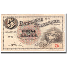 Banknote, Sweden, 5 Kronor, 1940, 1940, KM:33w, VF(20-25)