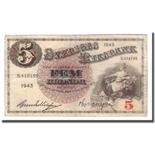 Banknote, Sweden, 5 Kronor, 1943, 1943, KM:33z, VG(8-10)