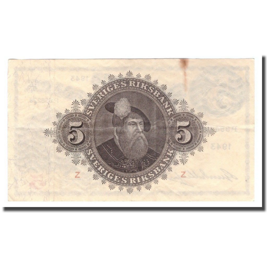 Banknote, Sweden, 5 Kronor, 1943, 1943, KM:33z, VF(30-35)