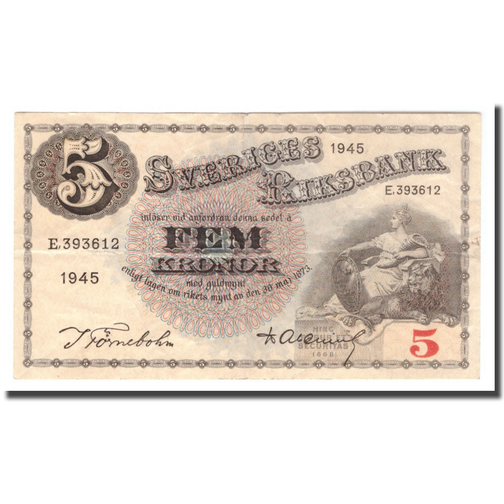 Banknote, Sweden, 5 Kronor, 1945, 1945, KM:33ab, VF(30-35)