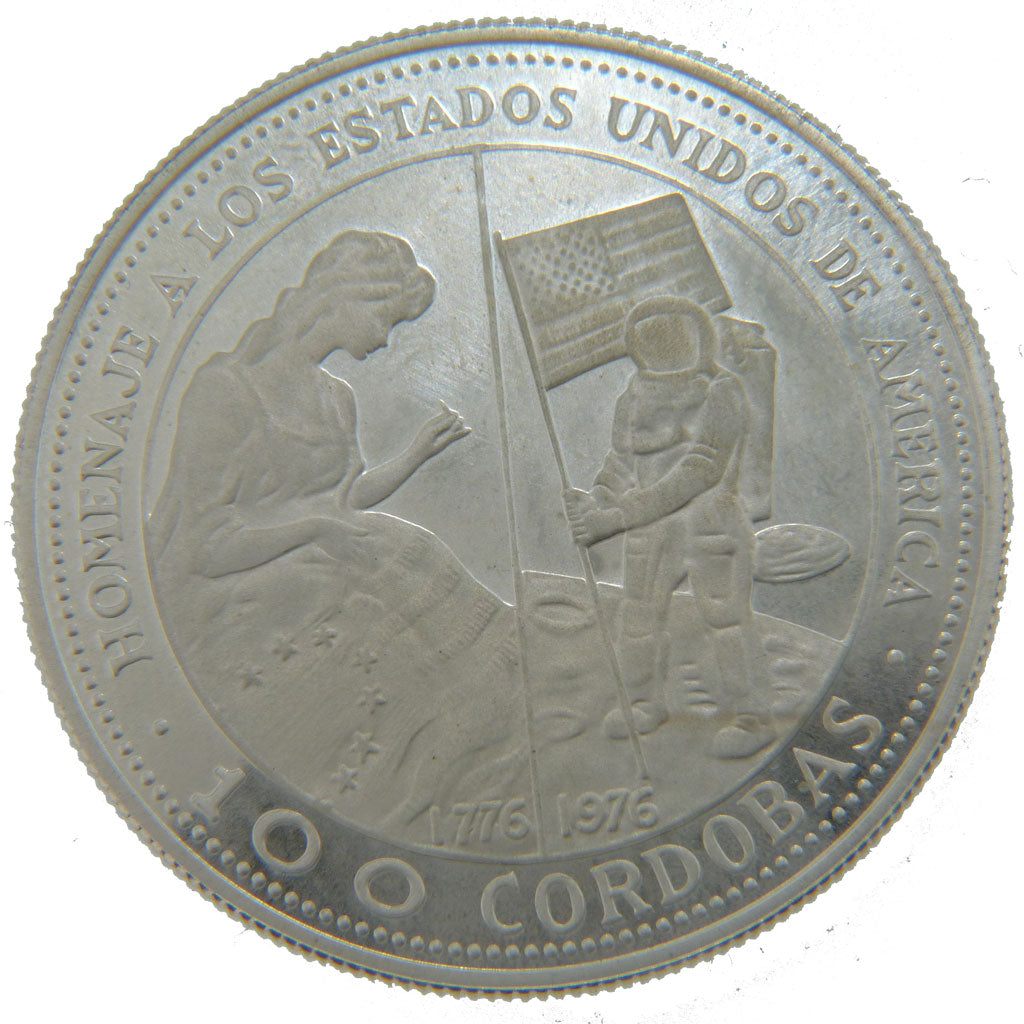 Nicaragua, 100 Cordobas, 1975, FDC, Argento, KM:35