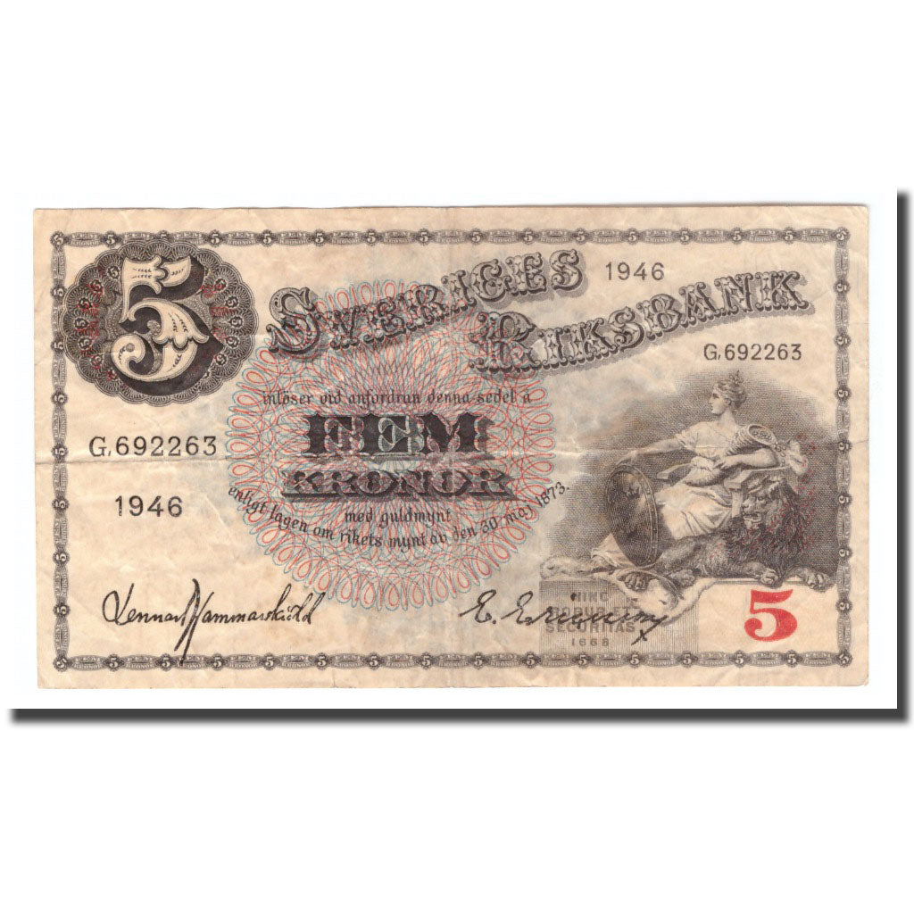 Banknote, Sweden, 5 Kronor, 1946, 1946, KM:33ac, F(12-15)