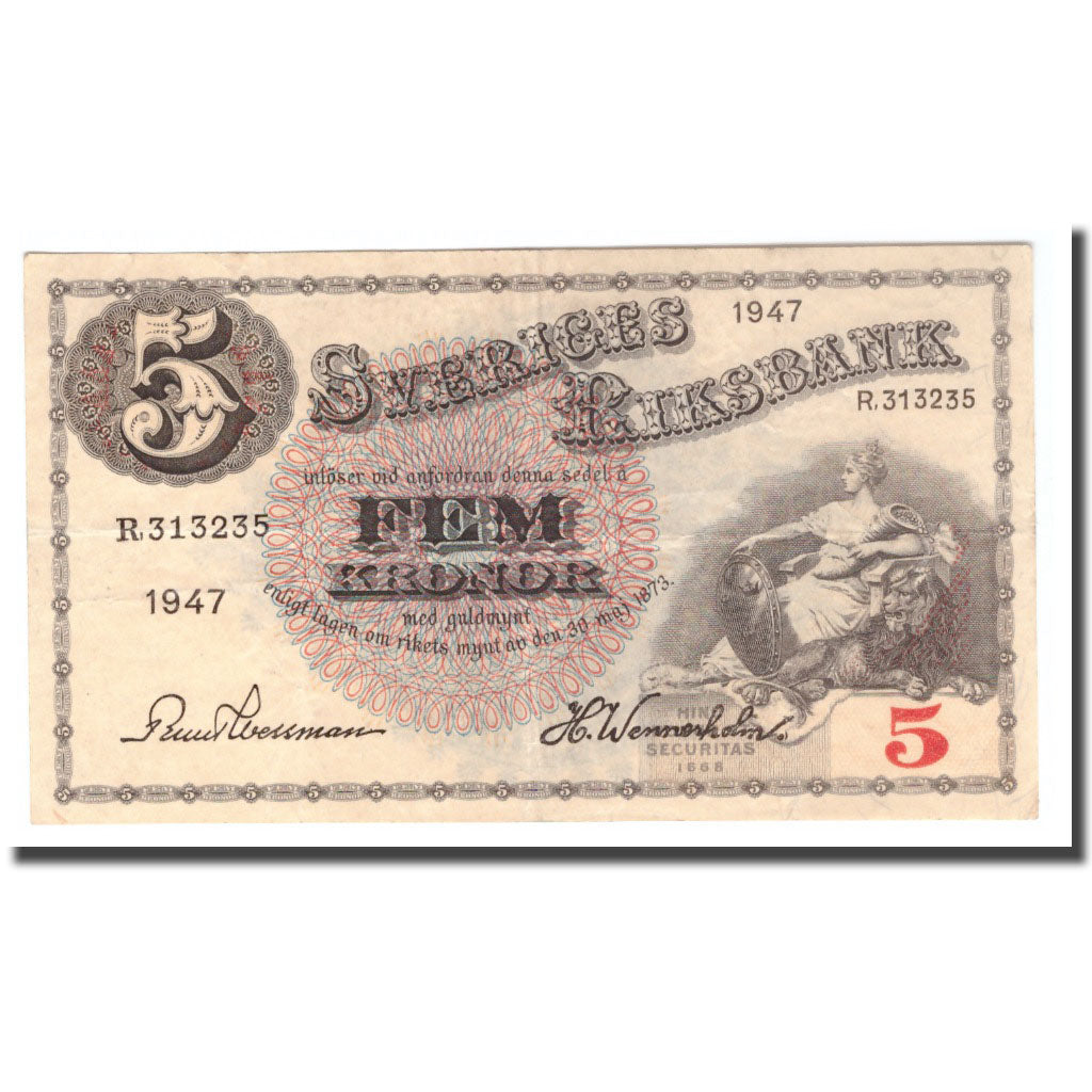 Banknote, Sweden, 5 Kronor, 1947, 1947, KM:33ad, VF(30-35)