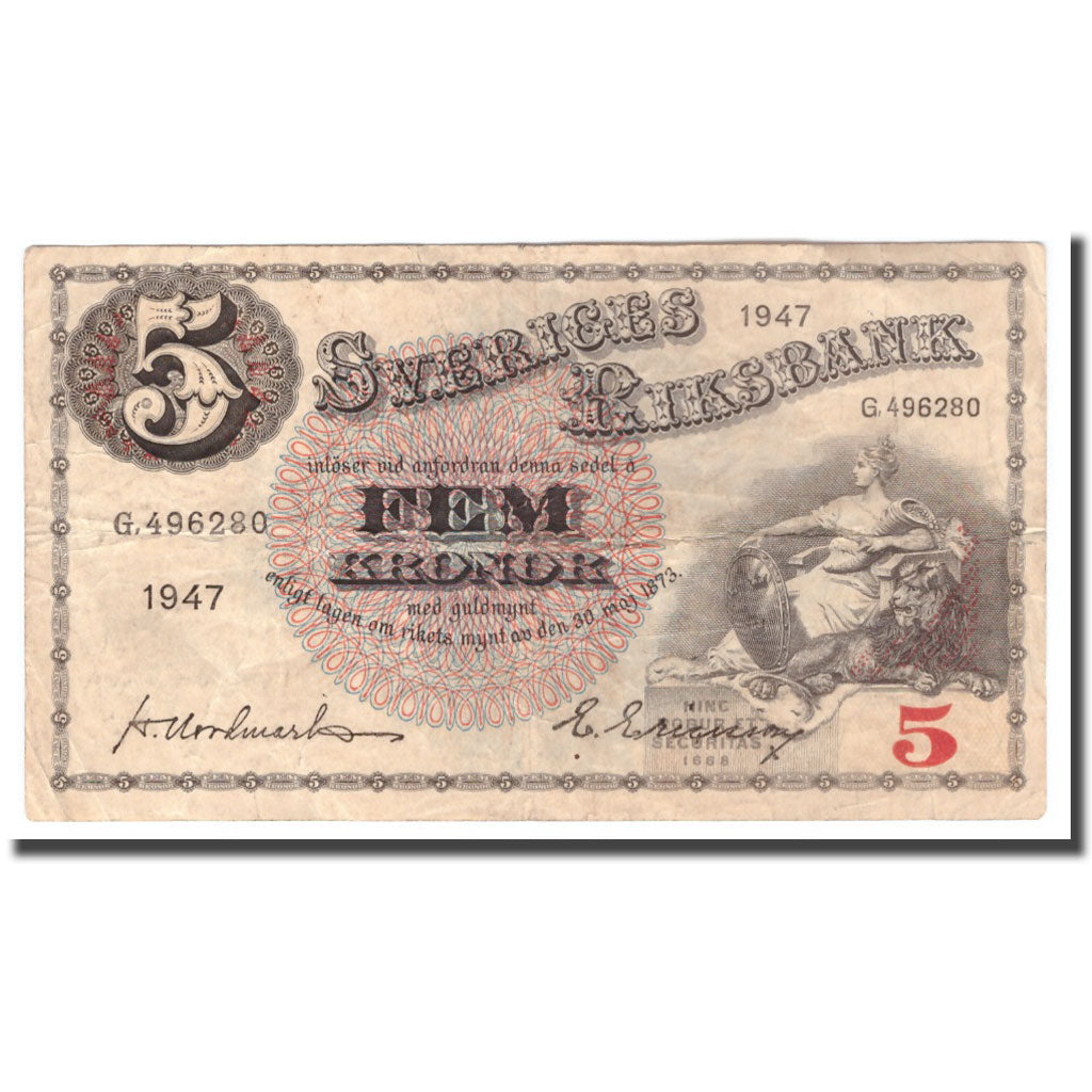 Banknote, Sweden, 5 Kronor, 1947, 1947, KM:33ad, VF(20-25)