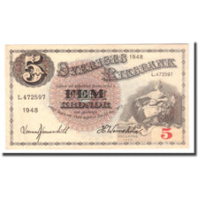 Biljet, Zweden, 5 Kronor, 1948, 1948, KM:33ae, TTB