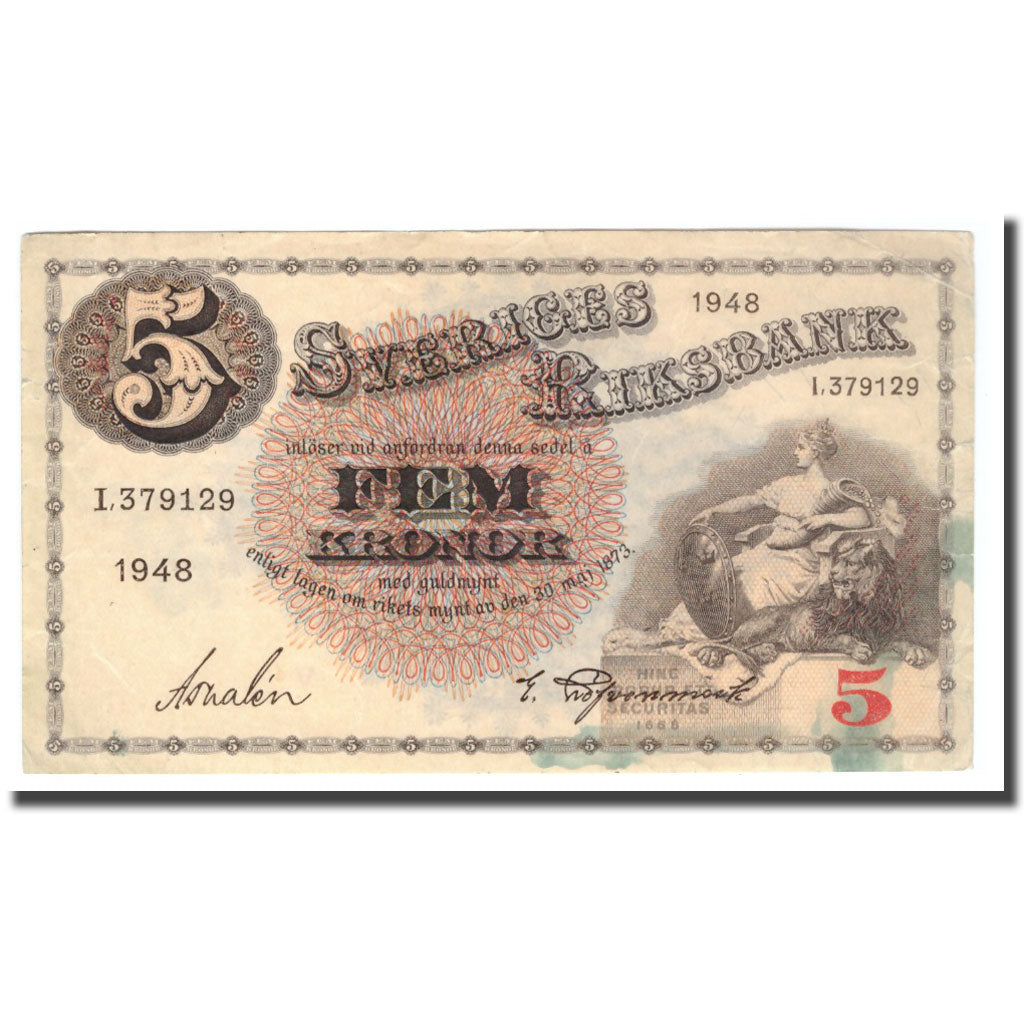 Banknote, Sweden, 5 Kronor, 1948, 1948, KM:33ae, VF(20-25)