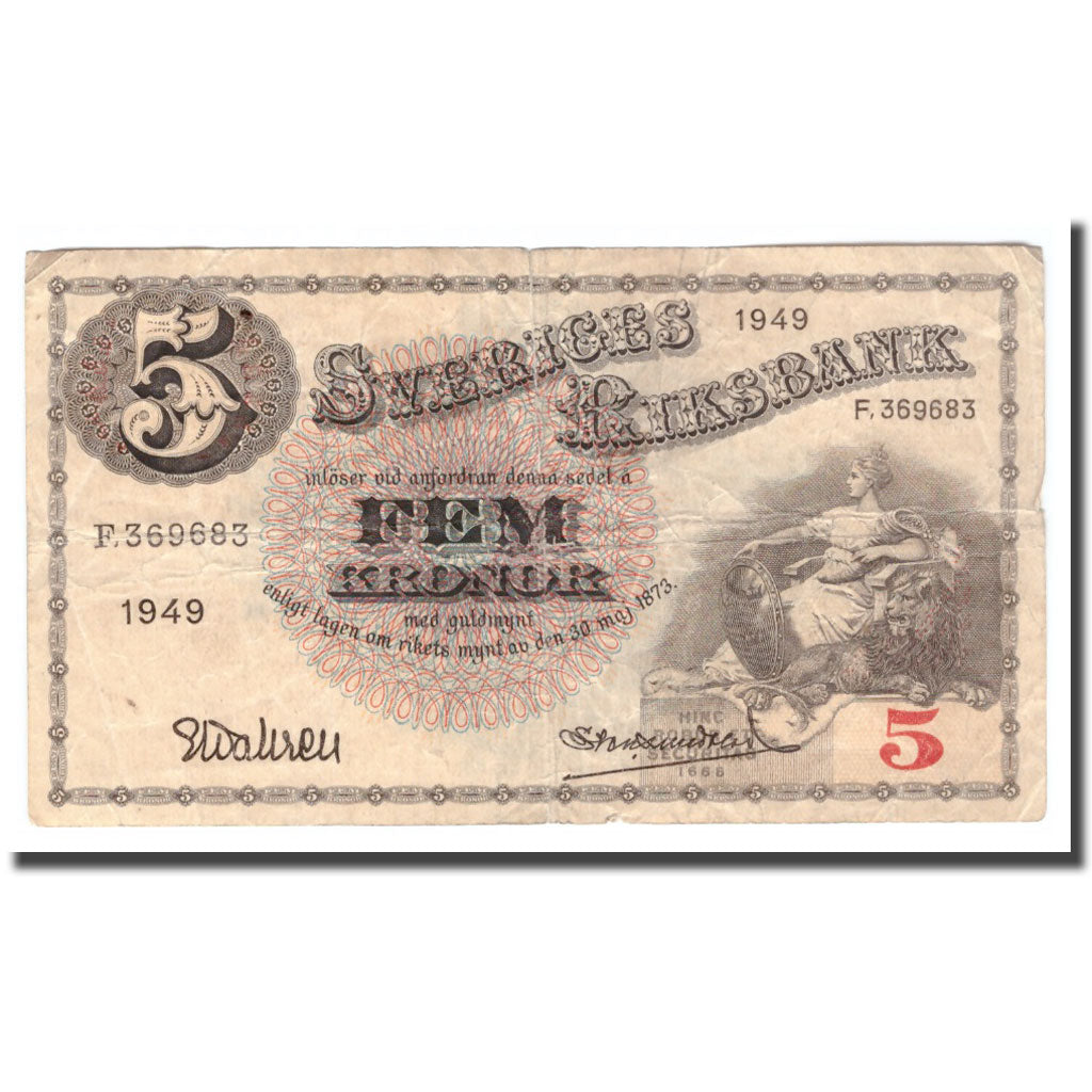 Banknote, Sweden, 5 Kronor, 1949, 1949, KM:33af, VG(8-10)