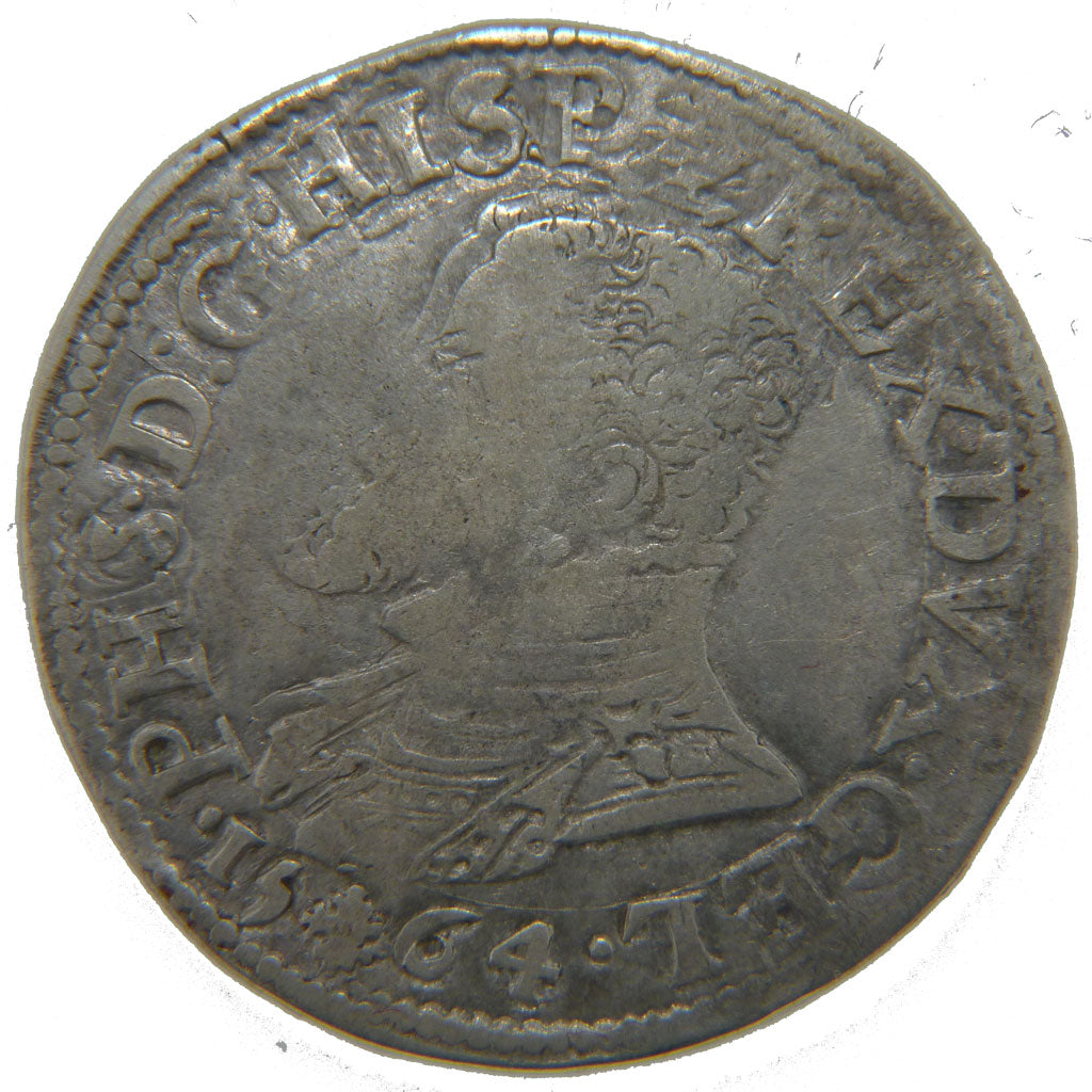 Netherlands, 1/2 Ecu, 1564, Nimega, VF(30-35), Silver, Delmonte #62, 16.40