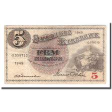 Banknot, Szwecja, 5 Kronor, 1949, 1949, KM:33af, VG(8-10)