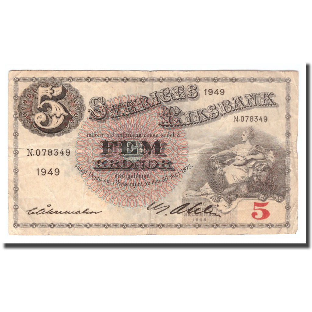 Banknote, Sweden, 5 Kronor, 1949, 1949, KM:33af, VG(8-10)