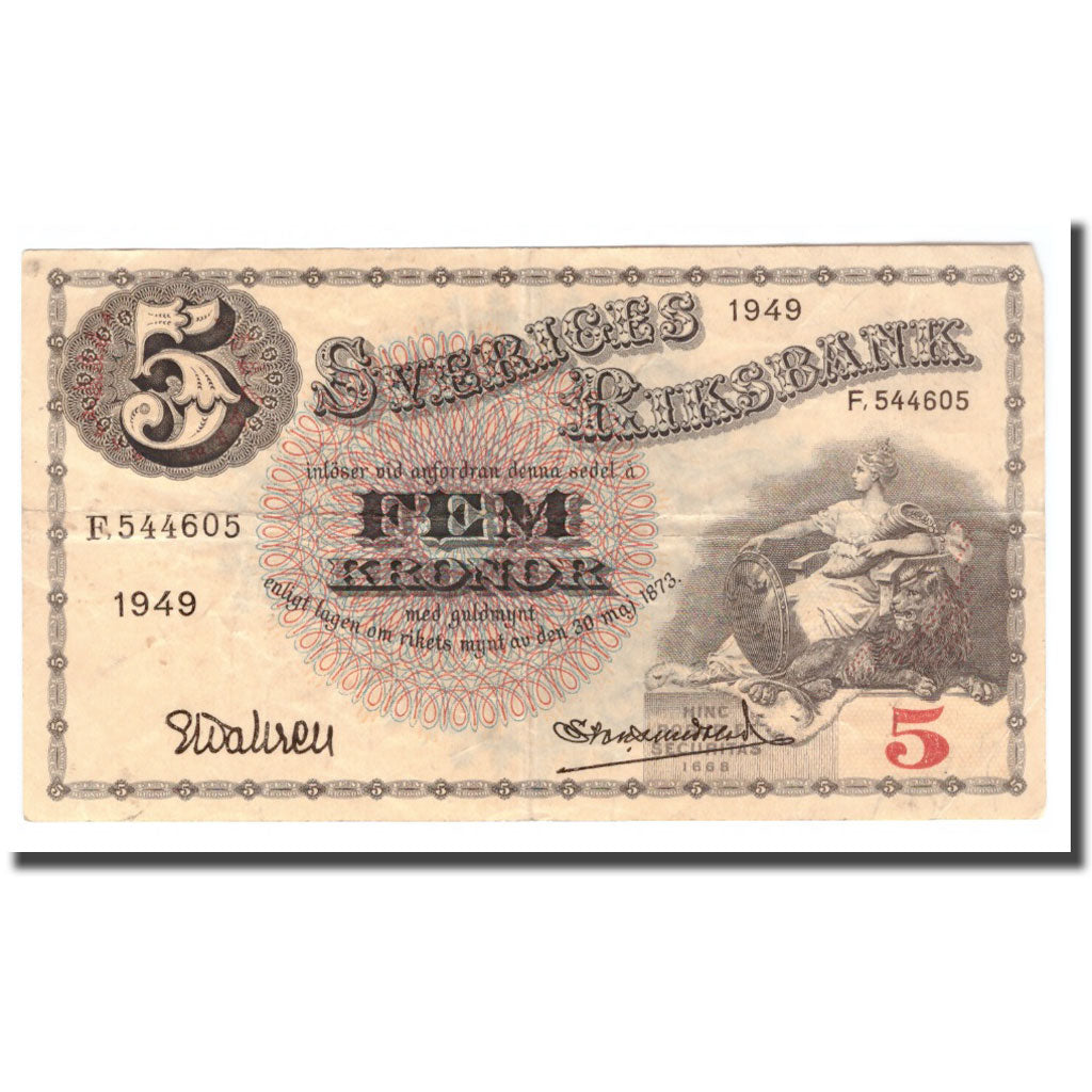 Banknote, Sweden, 5 Kronor, 1949, 1949, KM:33af, F(12-15)