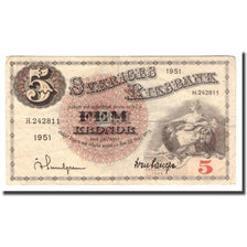 Banknote, Sweden, 5 Kronor, 1951, 1951, KM:33ah, VF(20-25)