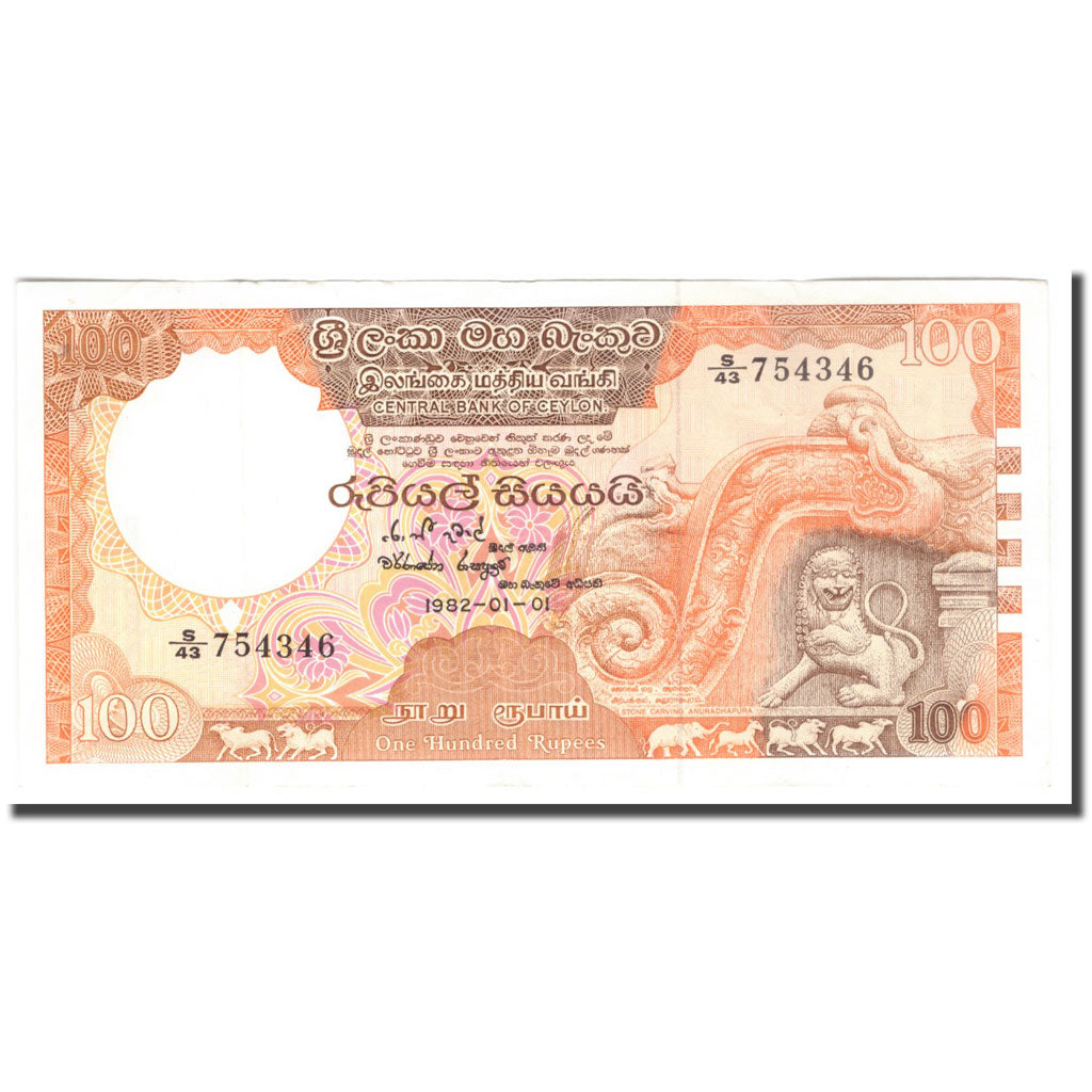 Banknote, Sri Lanka, 100 Rupees, 1982, 1982-01-01, KM:95a, AU(50-53)