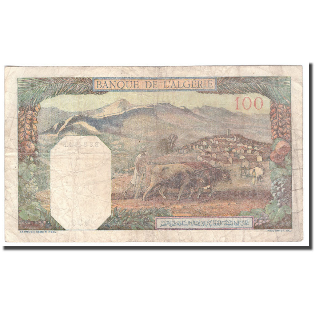 Banknote, Algeria, 100 Francs, 1942, 1942-08-08, KM:88, VF(20-25)