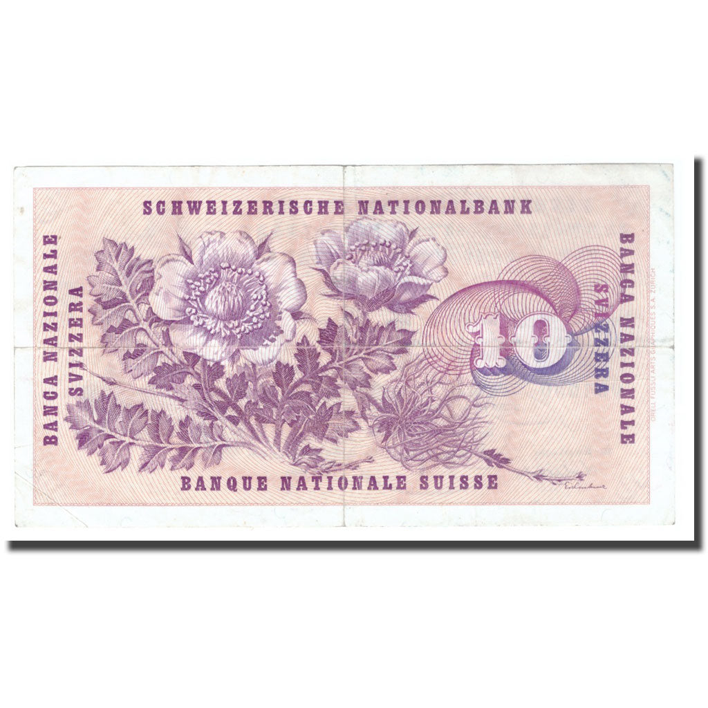 Banknote, Switzerland, 10 Franken, 1970, 1970-01-05, KM:45p, F(12-15)