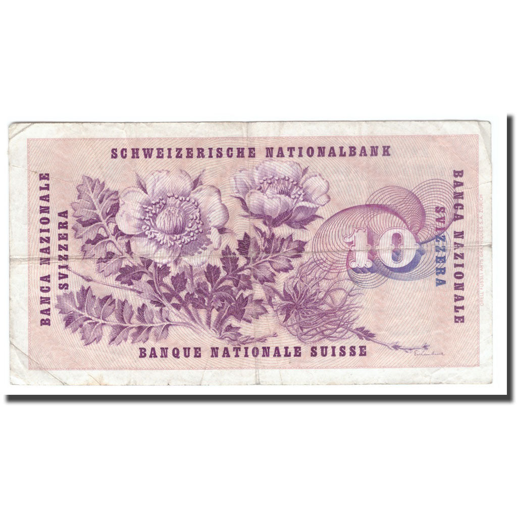 Banknote, Switzerland, 10 Franken, 1968, 1968-05-15, KM:45n, VF(20-25)