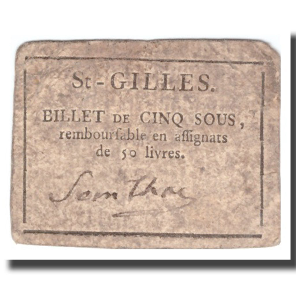 France, 5 Sous, Undated (1791-92), ST-GILLES, TB