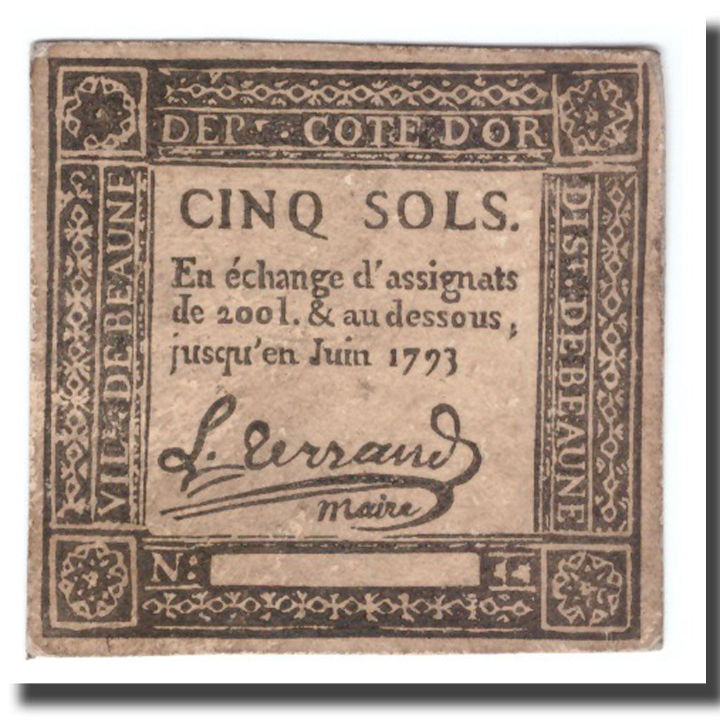 France, 5 Sols, Undated (1791-92), BEAUNE, EF(40-45)