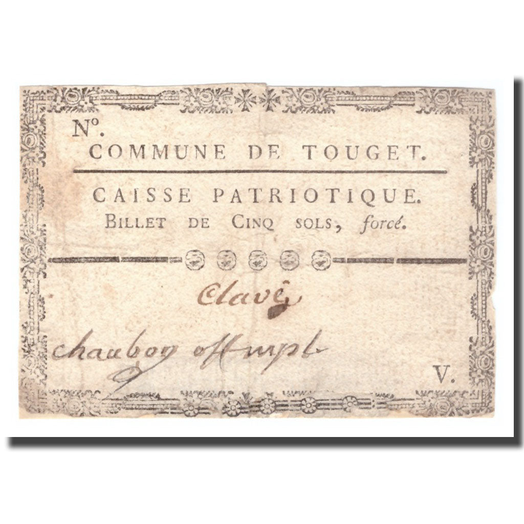 France, 5 Sols, Undated (1791-92), TOUGET, EF(40-45)