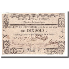 France, 10 Sous, 1792, 1792-05-17, PIONSAT, VF(30-35)