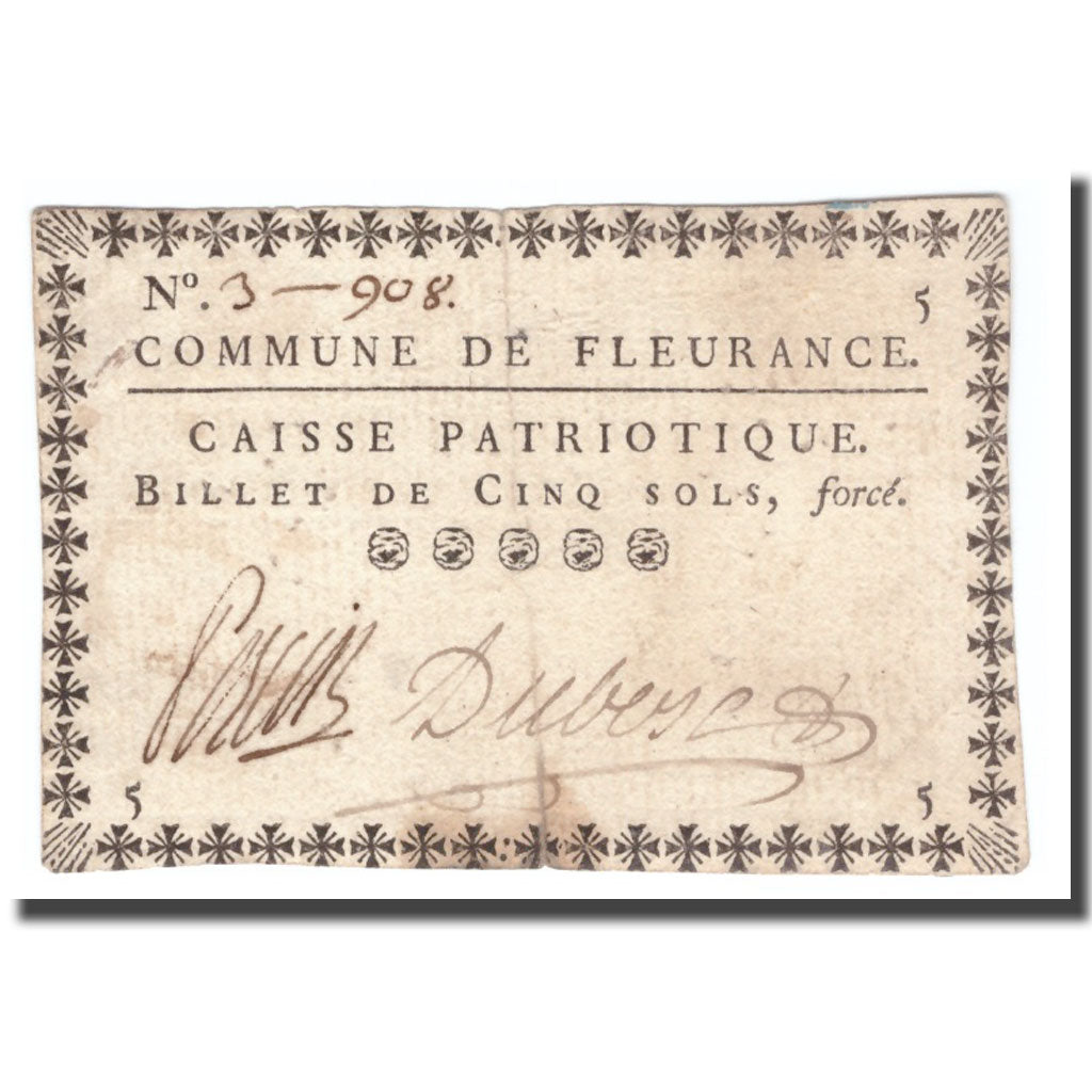 France, 5 Sols, Undated (1791-92), FLEURANCE, EF(40-45)