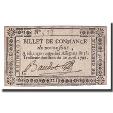 France, 12 Sous, 1792, 1792-04-10, GRENOBLE, EF(40-45)