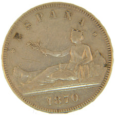 Spain, 5 Pesetas, 1870, Madrid, KM #655, VF(30-35), Silver, 25.00