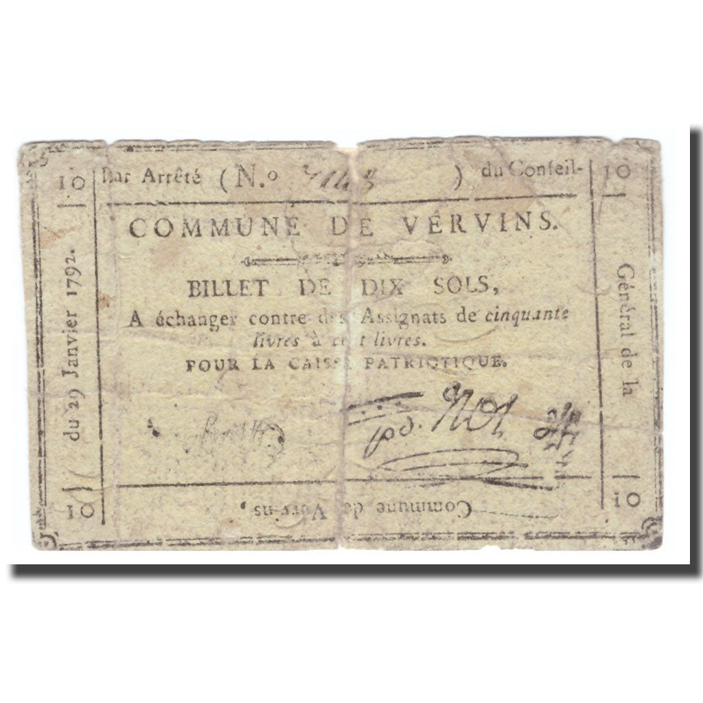 Francia, 10 Sols, 1792, 1792-01-29, VERVINS, B